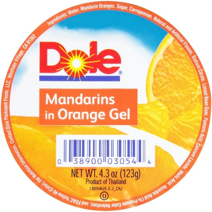 Dole Mandarin Oranges in Orange Gel, 36 x 4.32 oz Case - Dried Fruit & Fruit Snacks