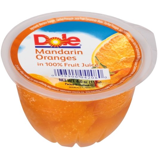 Dole Mandarin Oranges Slices in Juice, 36 x 4 oz Case - Dried Fruit & Fruit Snacks