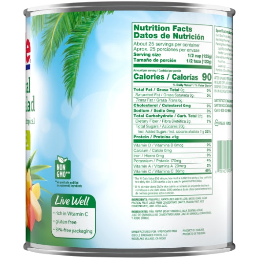 Dole Tropical Fruit Salad in Light Syrup, 6 x 102.133 oz Case - DOT product image 6