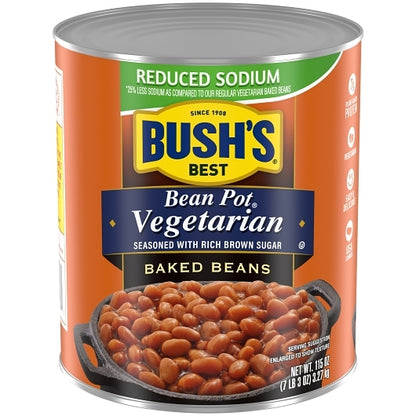 Bushs Best Bean Reduced Sodium Pot Vegetarian Baked Beans Beans, 6 x 115 oz Case - Beans & Legumes