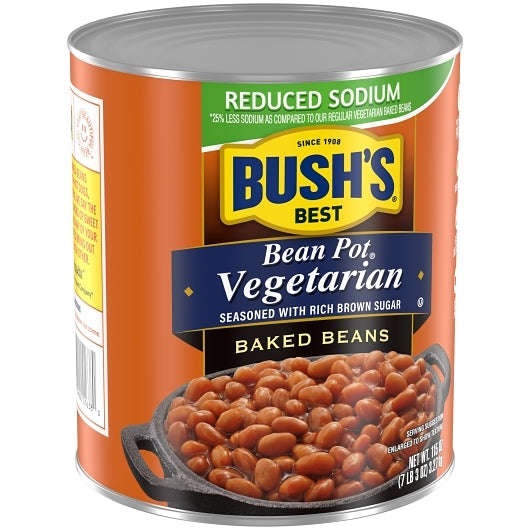 Bushs Best Bean Reduced Sodium Pot Vegetarian Baked Beans Beans, 6 x 115 oz Case - Alternate product angle or state