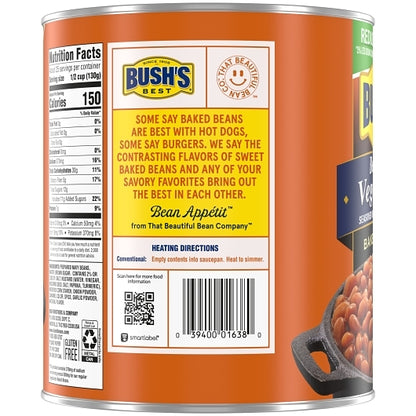 Bushs Best Bean Reduced Sodium Pot Vegetarian Baked Beans Beans, 6 x 115 oz Case - Alternate product angle or state