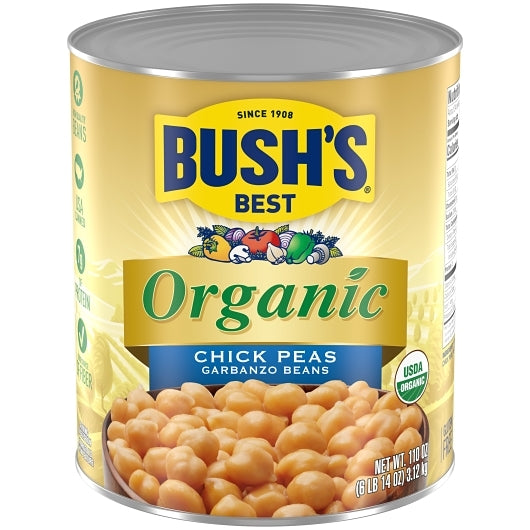 Bushs Best Organic 100% Garbanzo Beans, 6 x 110 oz Case - Beans & Legumes