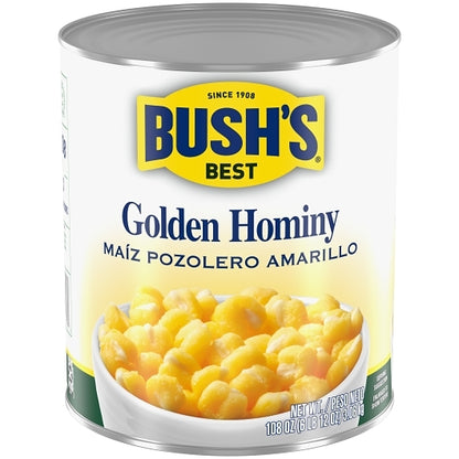 Bushs Best Golden Hominy, 6 x 108 oz Case - Fruit & Sides