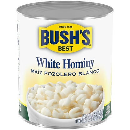Bushs Best White Hominy Beans, 6 x 108 oz Case - Beans & Legumes