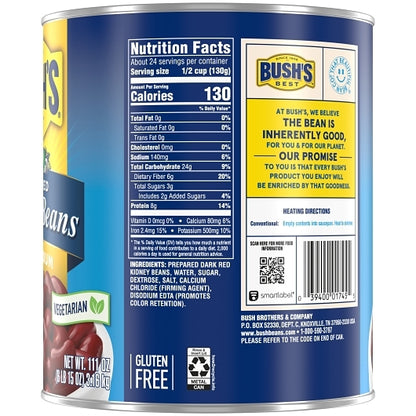 Bushs Best Low Sodium Dark Kidney Beans, 6 x 111 oz Case - DOT product image 7