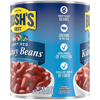 Bush's Best Light Red Kidney Beans, 6 x 111 oz Case - Alternate product angle or state