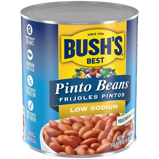 Bushs Best Low Sodium Pinto Beans, 6 x 111 oz Case - DOT product image 3