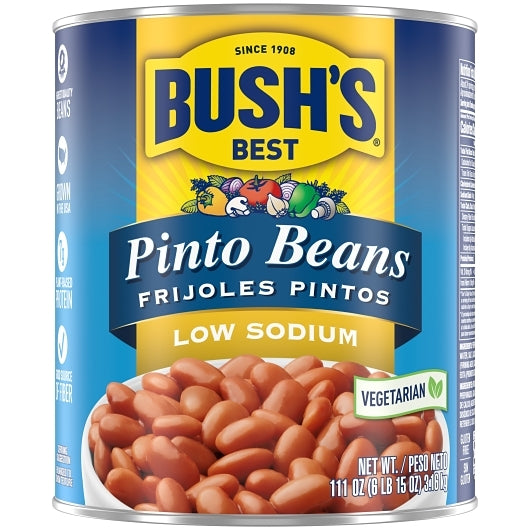 Bushs Best Low Sodium Pinto Beans, 6 x 111 oz Case - DOT product image 2