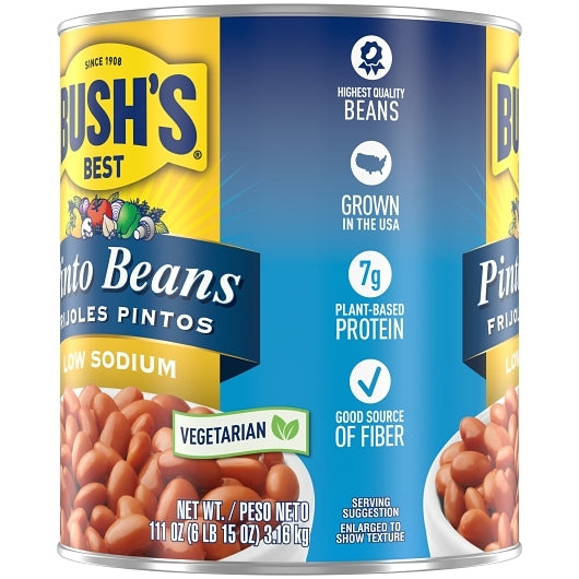 Bushs Best Low Sodium Pinto Beans, 6 x 111 oz Case - DOT product image 4