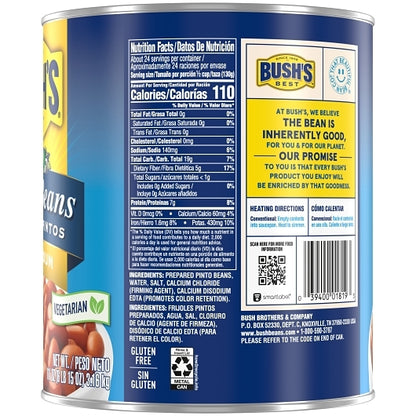 Bushs Best Low Sodium Pinto Beans, 6 x 111 oz Case - DOT product image 6