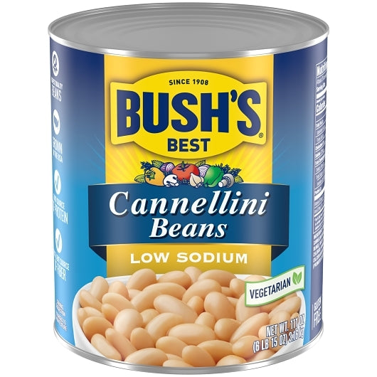 Bushs Best Low Sodium Cannellini Beans, 6 x 111 oz Case - Beans & Legumes