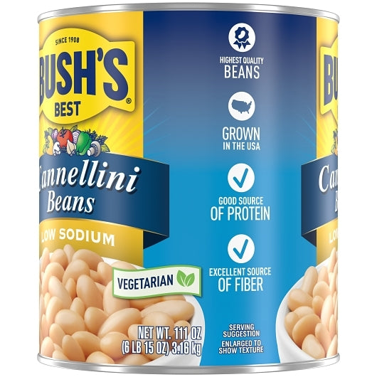 Bushs Best Low Sodium Cannellini Beans, 6 x 111 oz Case - DOT product image 5