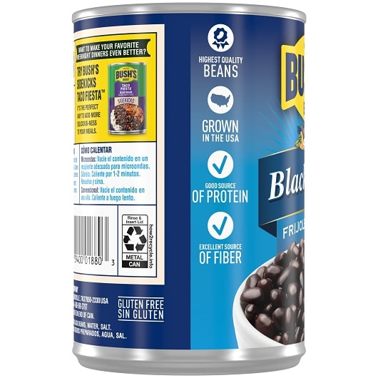 Bush's Best Original Black Beans, 12 x 15 oz Case - Alternate product angle or state