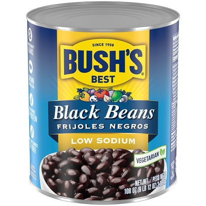 Bush's Best Low Sodium Black Beans, 6 x 108 oz Case - Beans & Legumes