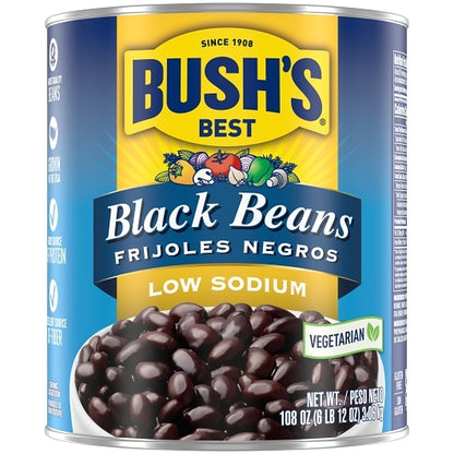 Bush's Best Low Sodium Black Beans, 6 x 108 oz Case - DOT product image 2