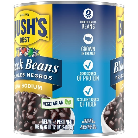 Bush's Best Low Sodium Black Beans, 6 x 108 oz Case - DOT product image 5