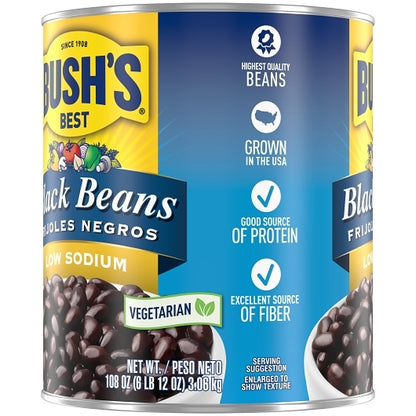 Bush's Best Low Sodium Black Beans, 6 x 108 oz Case - DOT product image 5
