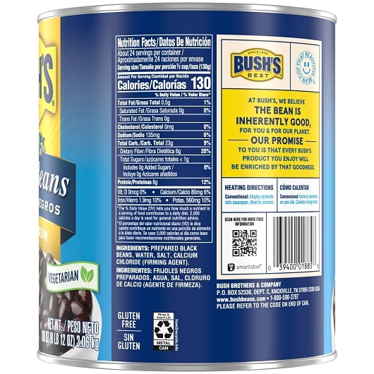 Bush's Best Low Sodium Black Beans, 6 x 108 oz Case - DOT product image 7