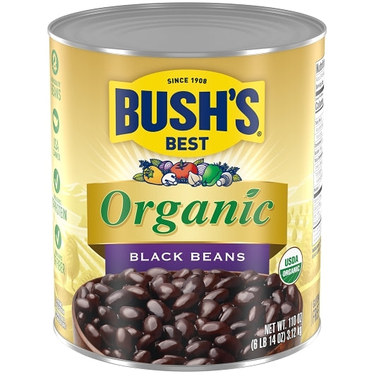 Bush's Best Organic Black Beans, 6 x 110 oz Case - Beans & Legumes