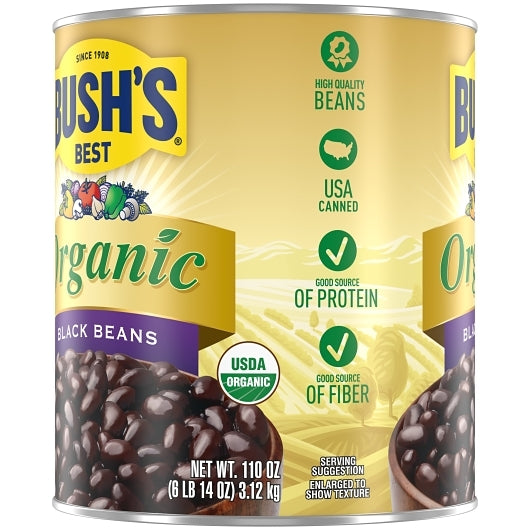 Bush's Best Organic Black Beans, 6 x 110 oz Case - DOT product image 4