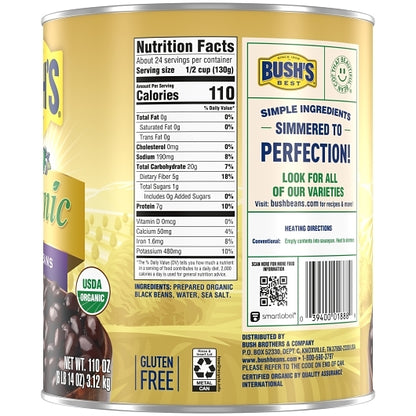 Bush's Best Organic Black Beans, 6 x 110 oz Case - DOT product image 6