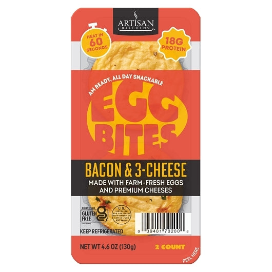 Artisan Kitchens Bacon & Three Cheese Egg Bites, 7 x 2 each Case - Prepared Foods
