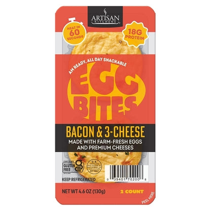 Artisan Kitchens Bacon & Three Cheese Egg Bites, 7 x 2 each Case - Prepared Foods