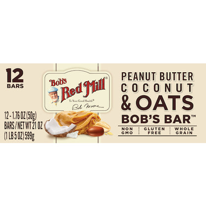 Bob's Red Mill Peanut Butter Coconut And Oats Bar, 12 x 1.76 oz Case - Snack Bars & Granola Bars