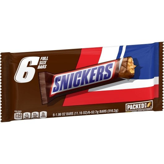 Snickers Snicker Candy Bar Single, 24 x 6 x 1.86 oz Case - Candy & Confections