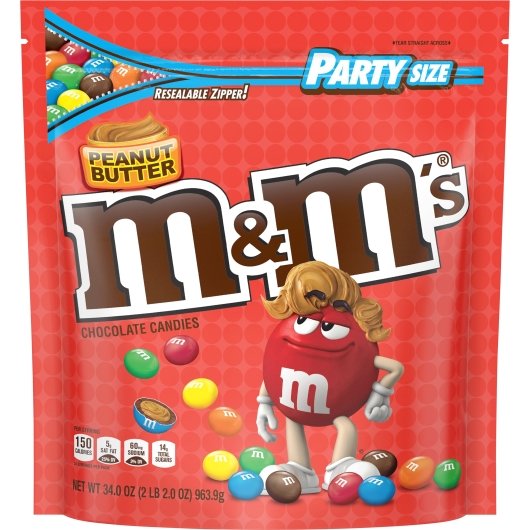 M&M's Peanut Butter Stand Up Pouch, 6 x 34 oz Case - Candy & Confections