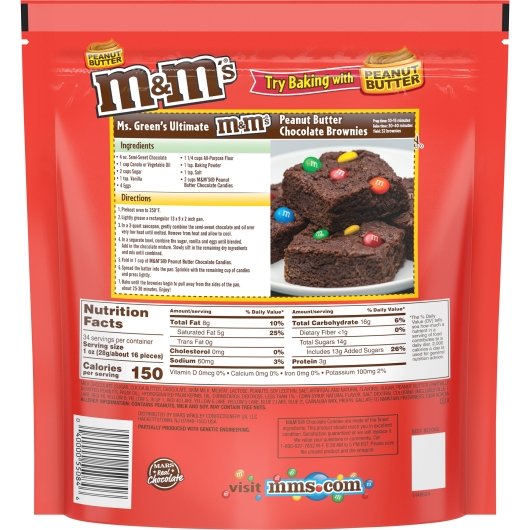 M&M's Peanut Butter Stand Up Pouch, 6 x 34 oz Case - DOT product image 5