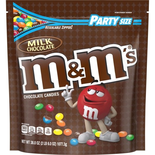 M&M's Milk Chocolate Xl Stand Up Pouch, 6 x 38 oz Case - Candy & Confections