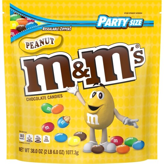 M&M's Peanut Xl Stand Up Pouch, 6 x 38 oz Case - Candy & Confections