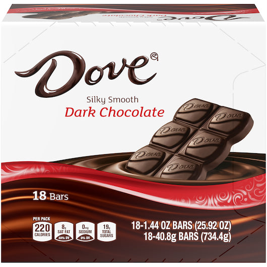 Dove Dark Chocolate Singles, 12 x 18 x 1.44 oz Case - DOT product image 2