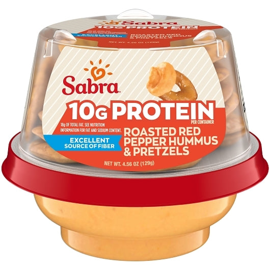 Sabra Red Pepper Hummus with Pretzel, 12 x 4.56 oz Case - Alternate product angle or state