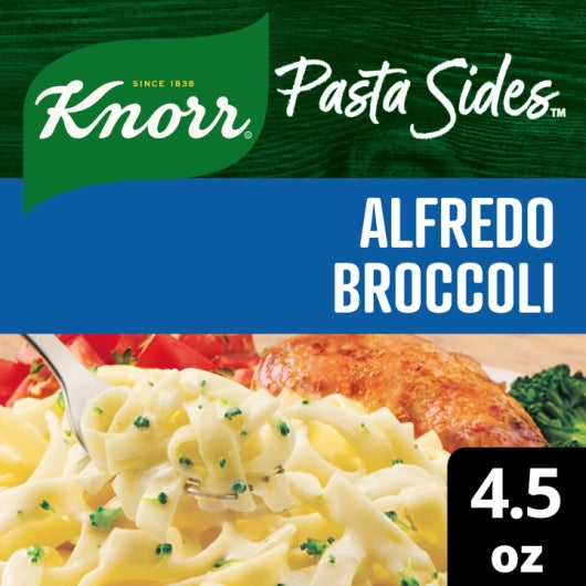 Knorr Pasta Side Meal Fettuccine Alfredo Noodles Broccoli Flavored, 8 x 4.5 oz Case - Pantry Ingredients