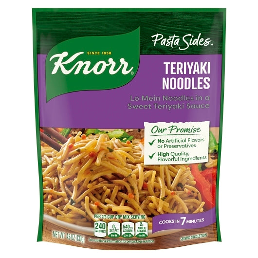 Knorr Pasta Side Meal Lo Mein Noodles Teriyaki Flavored, 8 x 5.2 oz Case - Pantry Ingredients