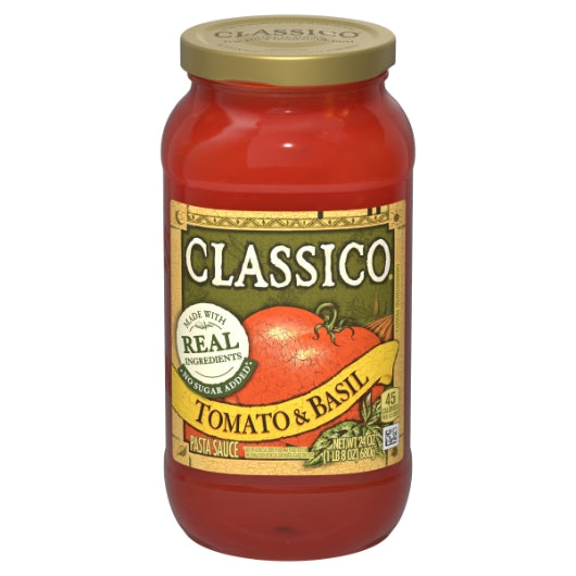 Classico Sauce Classico Tomato & Basil, 12 x 24 oz Case - Pantry Ingredients