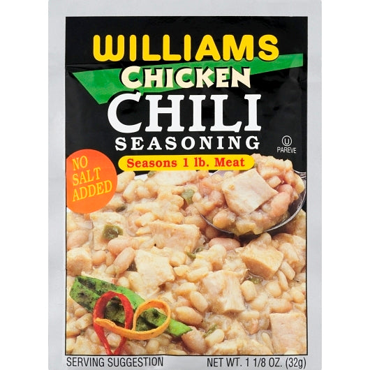 Williams White Chili Seasoning, 24 x 1.12 oz Case - Spices Seasonings