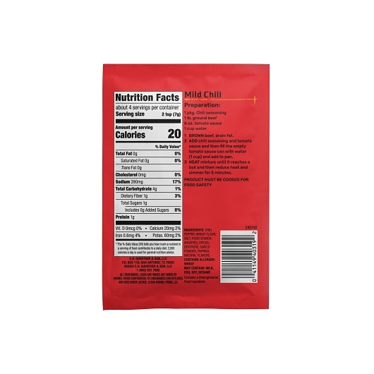 Hormel Mild Chili Seasoning, 24 x 1 oz Case - Spices Seasonings