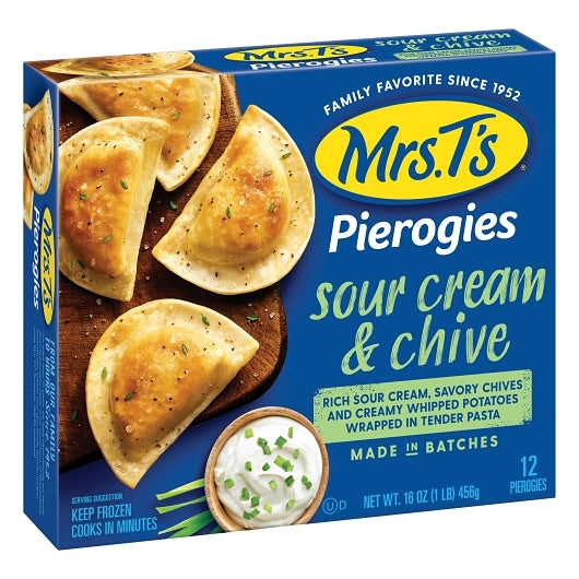 Mrs.Ts Potato Sour Cream & Chives Pierogies, 12 x 16 oz Case - Frozen Potatoes Sides