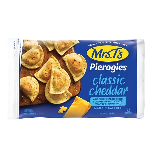 Mrs.Ts Potato and Potato & Cheddar Pierogies, 4 x 96 oz Case - Frozen Potatoes Sides