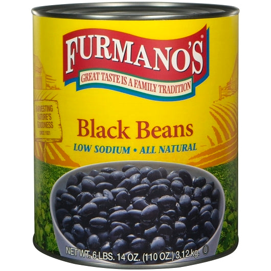 No Brand Beans Low Sodium All Natural Black Beans, 6 x 110 oz Case - Beans & Legumes