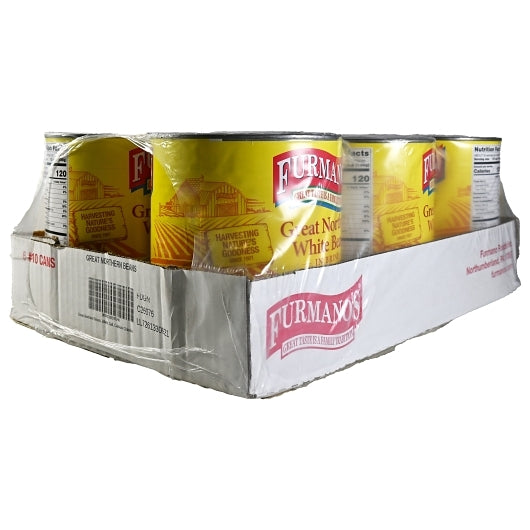 Commodity Canned Beans Fancy Great Northern Beans, 6 x 110 oz Case - Front/center packaged product image