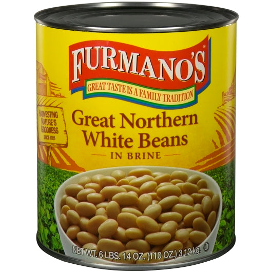 Commodity Canned Beans Fancy Great Northern Beans, 6 x 110 oz Case - Beans & Legumes