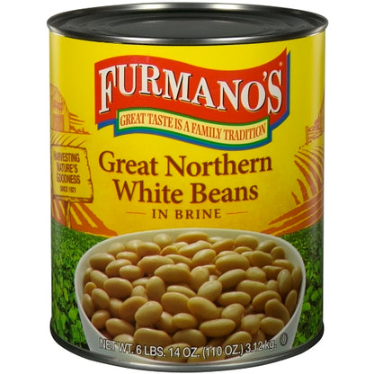 Commodity Canned Beans Fancy Great Northern Beans, 6 x 110 oz Case - Beans & Legumes
