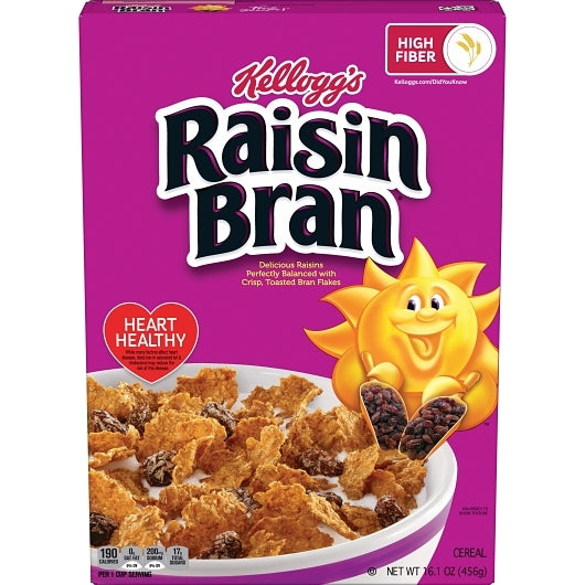 Kellogg's Raisin Bran Cereal Original, 10 x 16.1 oz Case - Breakfast Foods
