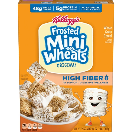 Kellogg's Mini-Wheats Cereal Bite Size Frosted, 12 x 16 oz Case - Breakfast Foods