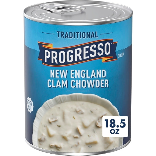 Progresso New England Clam Chowder Soup, 12 x 18.5 oz Case - Prepared Foods